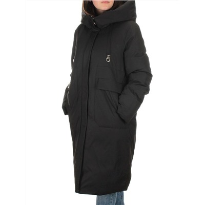 EAC218 BLACK Пальто зимнее женское (200 гр. холлофайбера)