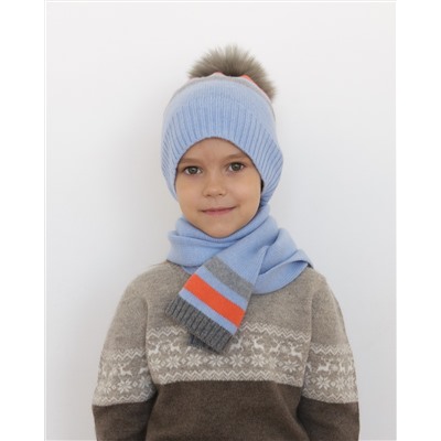 Детский кашемировый шарф 12108 голубой