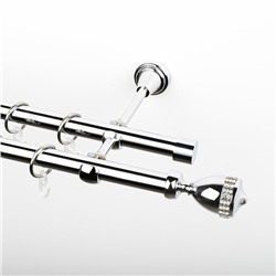 Карниз металлический стыкованный, 2-рядный "Верона", хром, гладкая труба, ø 19 мм (kn-402)
