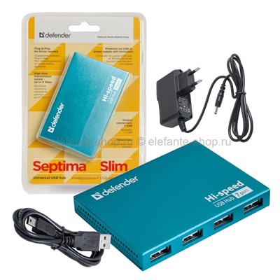 Разветвитель HUB USB 2.0 Defender Septima Slim 7Port (UM)