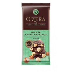 «OZera», шоколад молочный с цельным фундуком Milk & Extra Hazelnut, 90 гр.