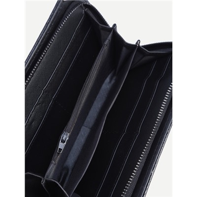 Чёрный кожаный кошелек с принтом в готическом стиле