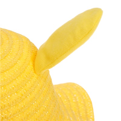Панама "Милый зайка", уши поднимаются р-р 52-54 цвет жёлтый