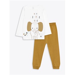 Пижама для мальчика с длинным рукавом с круглым вырезом с принтом