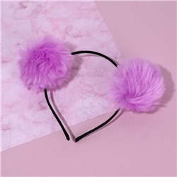 Ободок для волос с пушистыми ушками «Мишка», фиолетовый