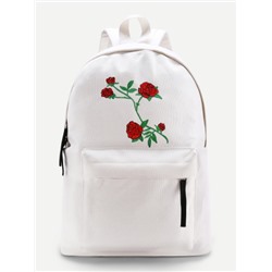 Модный холщовый рюкзак с цветочной вышивкой