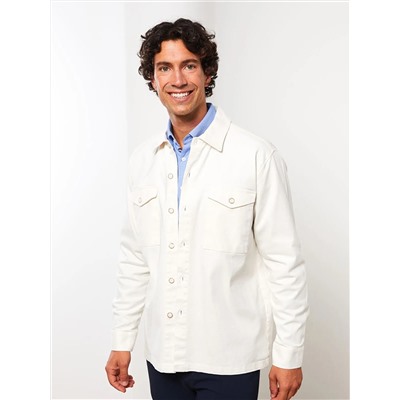 Пиджак мужской с рубашечным воротником, длинным рукавом из габардина LCW CASUAL