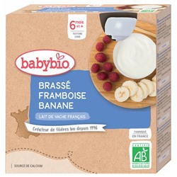 Babybio Brass? Framboise Banane 6 Mois et + Bio 4 Gourdes de 85 g