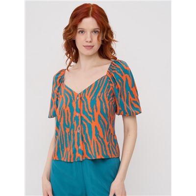 Блузка женская 7231-30051; СБ02 оранжевый/зелёный кетцаль