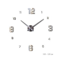 Часы аппликация 3D 100-120 см / AL005S/1 /уп 36/ серебро