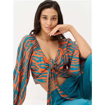 Блузка женская 7221-30037; СБ02 оранжевый/зелёный кетцаль