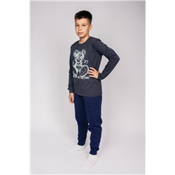 Пижама с брюками для мальчика 92214 Темно-серый/т.синий