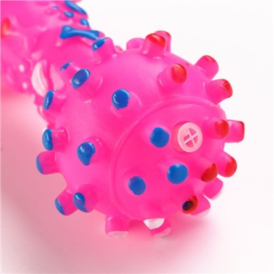 Игрушка пищащая "Гантель малая" для собак, 12,5 см, розовая