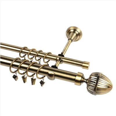Карниз металлический 2-рядный "Одеон", золото антик, гладкая труба (kn-47)