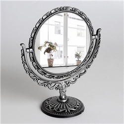 Зеркало настольное, двустороннее, с увеличением, d зеркальной поверхности 12,5 см, цвет серебристый