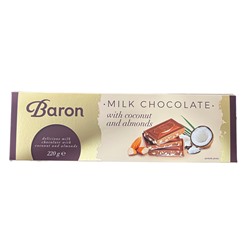Шоколад Baron Milk Chocolate with coconut and almonds (c кокосом и миндалем) 220 гр