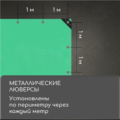 Тент защитный, 8 × 6 м, плотность 120 г/м², УФ, люверсы шаг 1 м, зелёный