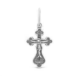 Крест православный из чернёного серебра - Спаси и сохрани 2,6 см