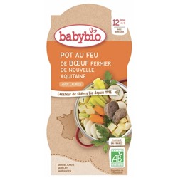 Babybio Pot au Feu de Boeuf 12 Mois et + Bio 2 Bols de 200 g