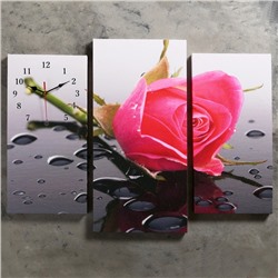Часы настенные, модульные, серия: Цветы, "Розовая роза", 60х80 см