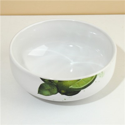 Глубокая тарелка керамическая «Сочный лайм», 14.5 см, 550 мл, цвет белый