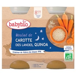 Babybio Bonne Nuit Moulin? de Carotte and Quinoa 8 Mois et + Bio 2 Pots de 200 g