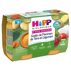 HiPP P tits Veggies Gratin de Pommes de Terre et L?gumes d?s 8 Mois Bio 2 Pots