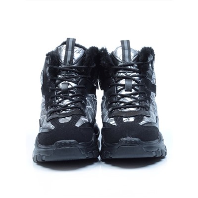 04-8524-4 BLACK Ботинки женские зимние (искусственные материалы)