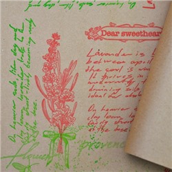 Крафт бумага "Лаванда"цв. салатовый-красный на коричневом фоне 720мм/60пл/60мкр/8,5м± 5%