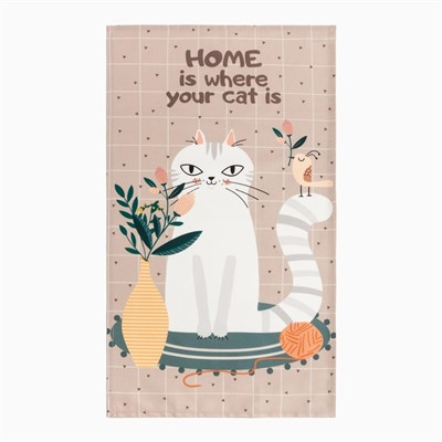 Набор подарочный Meow: полотенце, варежка-прихватка, кисть, лопатка, венчик