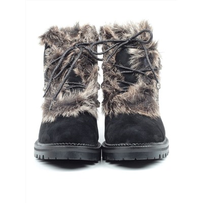 04-AH25-2 BLACK Ботинки зимние женские (натуральная замша, натуральный мех)
