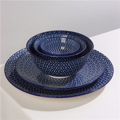 Тарелка керамическая Доляна «Бодом», d=22 см, цвет синий