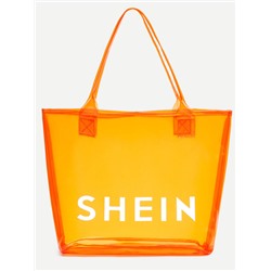 Оранжевая модная прозрачная сумка с принтом SHEIN