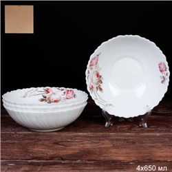Набор суповых тарелок 4 штуки 650 мл 175 мм / TW-70 (6916) серия Чайная роза /