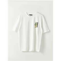 XSIDE Мужская футболка из чесаного хлопка с короткими рукавами и принтом