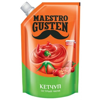 «Maestro Gusten», кетчуп «Чили» без усилителей вкуса, 400 гр. ЯШКИНО