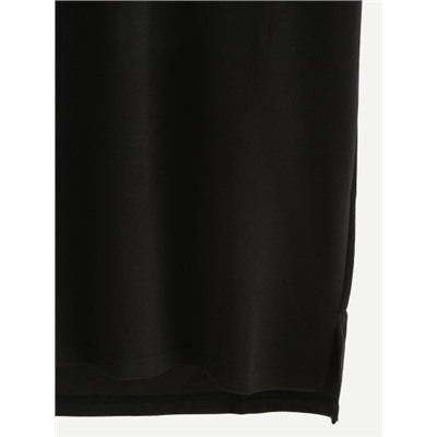 Чёрное модное платье. рукав с аппликацией