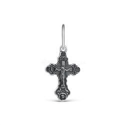 Крест православный из чернёного серебра - Спаси и сохрани 2,4 см
