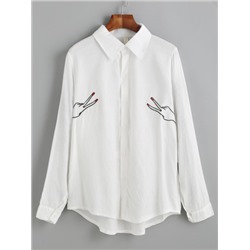 Белая асимметричная рубашка с вышивкой