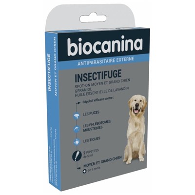 Biocanina Insectifuge Spot-On Moyen et Grand Chien 2 Pipettes de 5 ml