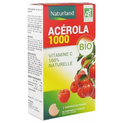 Naturland Ac?rola Bio 1000 30 Comprim?s ? Croquer