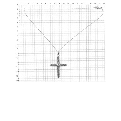 Колье крест из серебра родированное, 45 см