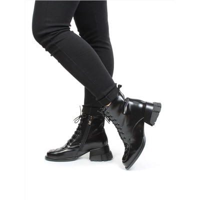 01-CYY11-1 BLACK Ботинки демисезонные женские (натуральная кожа, байка)