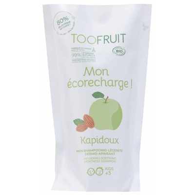 Toofruit Kapidoux Shampoing L?g?ret? Dermo-Apaisant Pomme Verte Amande Douce Bio ?co-Recharge 400 ml