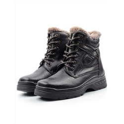 B8297B BLACK Ботинки зимние мужские (натуральная и искусственная кожа, иск. мех) размер 46