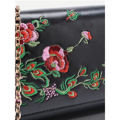 Модная кожаная сумка с цветочной вышивкой