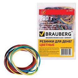 Резинки банк. 200 г d=60 мм Brauberg/Sterling цветные