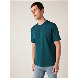 Базовая мужская футболка с коротким рукавом из хлопка с круглым вырезом LCW BASIC