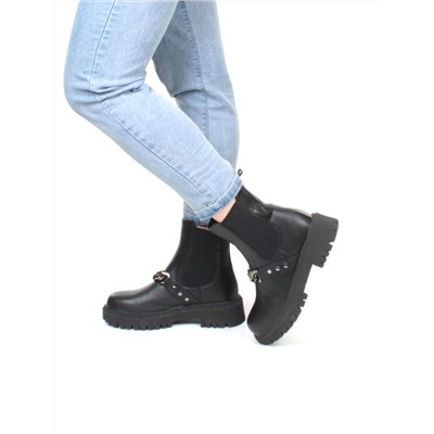 01-5272-1 BLACK Ботинки демисезонные женские (искусственная кожа, байка)