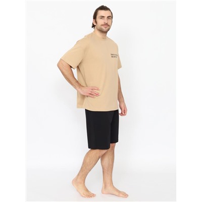 Пижама мужская (футболка, шорты) Бежевый